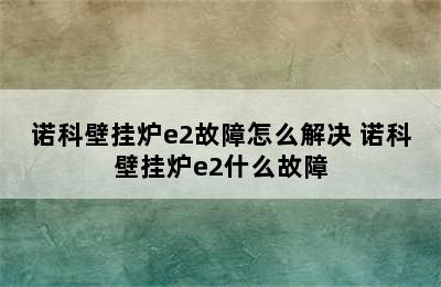 诺科壁挂炉e2故障怎么解决 诺科壁挂炉e2什么故障